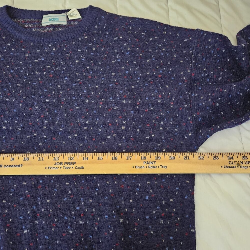 Axiom Men's Crew Neck Blue Pull over Long Sleeve Sweater Size L Made in Italy - Picture 5 of 6